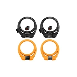 tieedhfu Accessoires tieedhfu 4 X (Multi) Câble Antivol Vélo 4 Chiffres Antivol Vélo Sécurité Orange avec Support