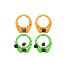 tieedhfu Accessoires tieedhfu 4 X (Multi) Câble Antivol Vélo 4 Chiffres Sécurité Antivol Orange Sans Support