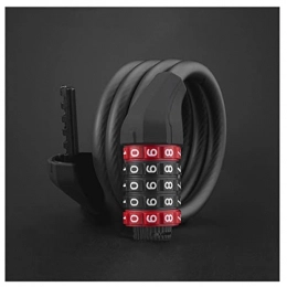 UFFD Accessoires UFFD Antivol Velo Cable CâBle SéCurité VéLo Cadenas Velo Electrique 5 Chiffres Code Combinaison Bike Lock Antivol Chaine (Color : Black, Size : 1.2m)