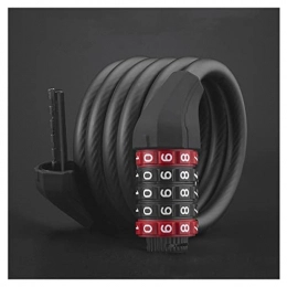 UFFD Accessoires UFFD Antivol Velo Cable CâBle SéCurité VéLo Cadenas Velo Electrique 5 Chiffres Code Combinaison Bike Lock Antivol Chaine (Color : Black, Size : 1.8m)