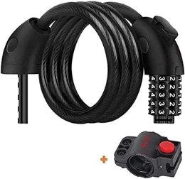 UPMSK Accessoires UPMSK Antivol de câble de vélo, combinaison réinitialisable à 5 chiffres, noyau intérieur de 4, 5 mm d'épaisseur et câble en acier robuste, noir, 1, 2 m (couleur : noir, taille : 1, 8 m)