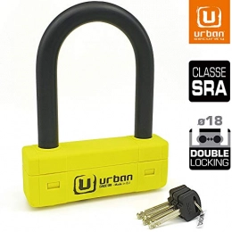 Urban Security Accessoires URBAN SECURITY UR85120Y Antivol Moto Homologué SRA U, Double verrouillage ø18 mm, 85 X 125 PLUS Polyvalente, 85x125 Compact