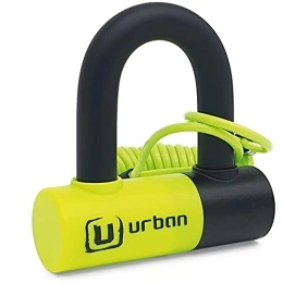Urban Accessoires URBAN UR59 Antivol Moto Bloque Disque Mini U 14mm Avec Double Serrure Universelle, Noir / Jaune