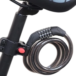 GICIR Accessoires Verrou de vélo portable Serrure de moto de moto 120cm Verrou de mot de passe à 5 chiffres Combinaison de mot de passe anti-vol de câble en acier audacieux avec support de serrure, Noir