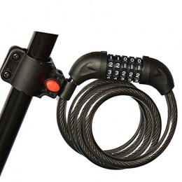 MTCWD Accessoires Vlo Password Lock Bike Cable Lock Moto Verrouillage 5 Chiffres Mots de Passe Bande de Fil antivol avec Support (Color : Black)