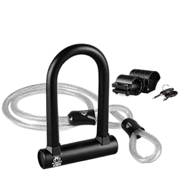 GORS Accessoires Vélo U Lock antivol vtt vélo de route vélo serrure accessoires de cyclisme robuste en acier sécurité vélo câble u-locks ensemble (Color : Set)