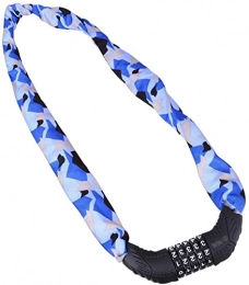 XLDYM Accessoires XLDYM Câble antivol pour chaîne de vélo avec combinaison réinitialisable à 5 chiffres - Bleu camouflage