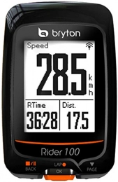 Bryton Computer per ciclismo Bryton Rider 100H, Computer GPS con Sensore Frequenza Cardiaca Unisex-Adulto, Nero, M