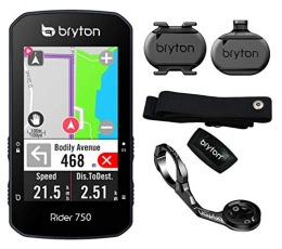 Bryton Computer per ciclismo Bryton Rider 750T Ciclo Computer GPS, Display Touchscreen da 2.8" con Supporto Frontale in Alluminio, Kit Dual Sensor Cadenza / velocità e Fascia Cardio Ant+ / BLE