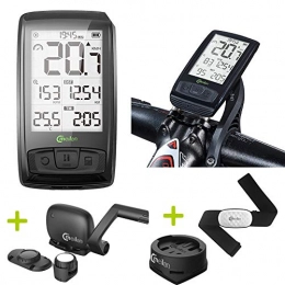 AKT Accessori Contachilometri Bici Tachimetro per Bicicletta Wireless Bluetooth con Frequenza Cardiaca / Ant + / Sensore di velocità di Cadenza, Contachilometri Ciclismo MTB