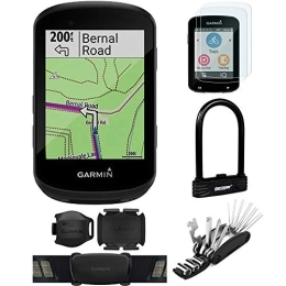 Garmin Accessori Garmin 010-02060-10 Edge 530 Sensor Bundle GPS Cycling Computer Bundle con pellicola proteggi schermo, vetro temperato resistente ai graffi, combinazione resistente U-Lock e kit di attrezzi