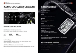 iGPSPORT Accessori IGPSPORT iGS50E Set. Set Completo per Bicicletta GPS con sensore Candence & Speed, sensore di frequenza cardiaca e Supporto Frontale