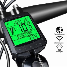 KOYOSO Contachilometri Bici Senza Fili, Impermeabile Ciclocomputer Bici Wireless con LCD Retroilluminato Display, Cinque Lingue