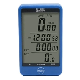 SUNWAN Accessori Tachimetro per bicicletta, impermeabile, wireless, contachilometri con display LCD retroilluminato, blu