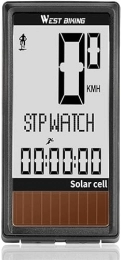 WWFAN Accessori WDX- Tachimetro, cella solare 5 lingue Computer da bicicletta wireless Auto ON / OFF Tachimetro da ciclismo Retroilluminazione impermeabile Biciclette Misurazione della velocità