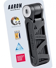AARON Accessori AARON Foldylock - Lucchetto per bicicletta pieghevole, livello 14, brevettato ad alta sicurezza con supporto, leggero, con chiave per bici elettriche, bici da corsa, moto, MTB, colore nero
