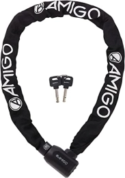 amiGO Accessori Amigo 1009A - Lucchetto a catena 100 cm – Lucchetto per bicicletta in acciaio temprato – 9 mm catena quadrata – Nero