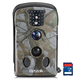 Bestok Accessori Bestok Fotocamera da Caccia 12MP HD Macchine Fotografiche da Caccia Invisibili Infrarossi Visione Notturna 65ft Impermeabile Fototrappola Selvaggia Videocamera (5210A-8GB)