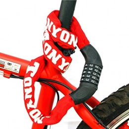 CHIGANT Bike, serratura a combinazione a cifre di sicurezza antifurto catena senza chiavi richiesto aperto con password Bike moto universali recinzioni cancelli ante in vetro, Red