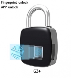 LNLJ Accessori LNLJ Lucchetto per Impronte digitali, Smart Bluetooth Keyless Biometrico IP65Avviso di Batteria scarica a Basso carico USB di Ricarica (Nero), Bluetooth+Fingerprint
