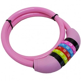 Lucchetto a combinazione numerica, 65 cm, corda in acciaio rivestito, da bicicletta, rosa