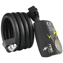 Laluerck Accessori Lucchetto per bici con cavo in acciaio inossidabile Allarme antifurto 110 dB Adatto per l'escursionismo urbano