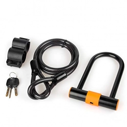 MYFGBB Accessori MYFGBB U-Lock per Bicicletta per impieghi gravosi con Cavo, grillo 14mm e Cavo 10mm x1.8m con Staffa di Montaggio per Blocco Bici da Strada (2 Colori), Orange
