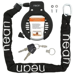 nean Accessori nean - Lucchetto ad anello per telaio bicicletta, lucchetto a catena, con catena e kit di montaggio, nero, 5, 5 x 900 mm