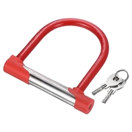 PATIKIL Accessori PATIKIL Lucchetto a U per bicicletta, antifurto con 2 chiavi, spessore 18 mm, in lega di zinco, adatto per pneumatici larghi per biciclette e scooter, rosso