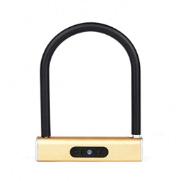 Gangkun Accessori Smart Bluetooth password U-lock, APP impermeabile per casa, batteria antifurto per bici da bicicletta, serratura per porta a forma di U in vetro-d'oro