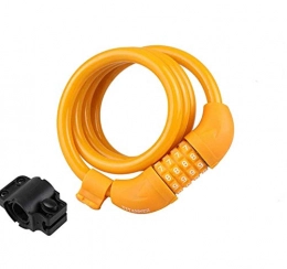 Titanker Accessori Titanker - Serratura per bicicletta, 4 piedi, cavo a spirale, con staffa di montaggio, diametro 1, 27 cm (colore arancione)