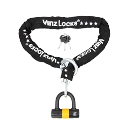 Vinz Accessori Vinz Lucchetto a catena loop bici moto, U-Lock 120 cm ø 10, 5 mm