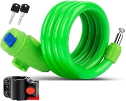 ZECHAO Accessori ZECHAO Cavo di blocco della bici antifurto, bloccante bici con chiusura del cavo dei tasti con copertura polvere di montaggio di montaggio del cilindro di blocco Lucchetti (Color : Green)
