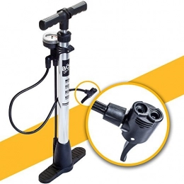 BoG Products Pompe da bici BoG Products - Pompa da Pavimento per Bicicletta con manometro per valvole Presta e Schrader, Grande Diametro per Un gonfiaggio più rapido, capacità di 75 psi, salvaspazio, Base Pieghevole