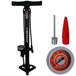 Dunlop Sports Accessori Dunlop - Pompa ad aria da bicicletta con manometro per tutte le valvole, pompa ad aria, pompa da pavimento per bicicletta