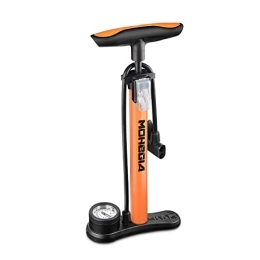 MOHEGIA Pompe da bici MOHEGIA Pompa da pavimento per bici con manometro, pompa per bicicletta ad alta pressione 160 PSI, adatta per valvola Schrader e Presta arancione