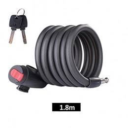 SEHNL Accessories 1.8m Bike Bicycle Lock Code Lock Steel Wire Security Anti Theft Cable Lock MTB Road Motorcycle Bicycle Accessories Locks (Color : Key 1.8m)
