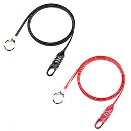 Flandre Bike Lock 180CM Bike Lock, PVC Wrapped Thick Steel Wire, Freely Stretchable, With 5-Digits Codes Combination Cable Lock, For Bike Cycle, Moto, Door, Gate Fence (Black / red)
