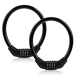 2 Pcs Security 4 Digit Resettable Combination Bike Cable Lock, Portable Code Lock Cable for Bicycle, Black