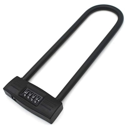 mioni  4 Digit U Lock Motorcycle Lock / Bike Lock - Resettable Combination U Lock / D Lock for Bicycles / Gate Lock - Secure Your Bike While eliminating The Need to Carry The Key. (Black)
