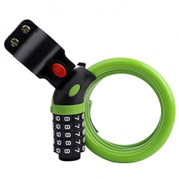SONG Bike Lock 5 Digit Password Bicycle Cable Locks Thickened Durable Fixation Bicycle Combination Lock Mountain Bike Lengthen Steel Wire (Color : Green)