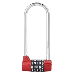 ABOVEHILL Bike Lock ABOVEHILL Bicycle lock, Bike Chain Lock Zinc Alloy Bike U-Shape Lock Combination Digit Password Code Door Lock Extra Long Cabinet Door Padlock for Gym School (Color : Red)