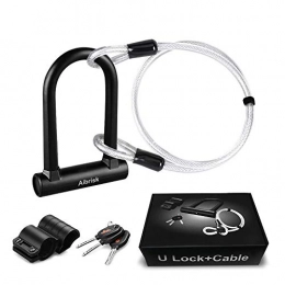 Aibrisk Accessories Aibrisk Heavy Duty U Lock Bike Lock 16mm Shackle 4ft Length Security Cable Bike U Lock with Mounting Bracket for Bicycle Motorcycle Scooter