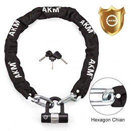 AKM  AKM Bike Lock, 4 Feet Security Bike Chain Lock Heavy Duty Bicycle Lock Bike Disc Lock with 16mm U Lock, Motorbike Lock Black Hexagon Chian 1.2M Version Update