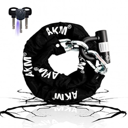 AKM Accessories AKM Security Bike Chain Lock 12mm Heavy Duty Bicycle Lock Bike Disc Lock with 16mm U Lock, 3-Feet Motorcycle Lock Black