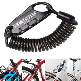 Allnice Accessories Allnice ET-152 Mini Portable Anti-Theft Resettable 3 Digit Bike Bicycle Cycling Spring Combination Cable Lock Senior Travel Luggage Locks Helmet Lock, 4mmx 1500mm (Black)