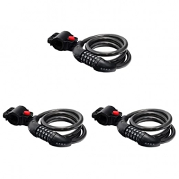 Amosfun Accessories Amosfun 3pcs 5 Digit Cycling Heavy Duty 120cm Cable Password Bike Cable Lock Cable Lock (Black)