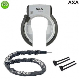 Defender Accessories Axa Defender Art Frame Lock with Axa Chain RLC100 + Axa Flex, Chainstays, Silver