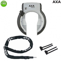 Defender Bike Lock Axa Defender Art Frame Lock with Axa Chain RLC140 + Axa Flex, Chainstays, Silver