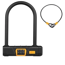 AXOINLEXER Accessories AXOINLEXER Bike U-Lock Bike Lock Heavy Duty Anti-Theft with 4ft / 1.2m Cable, Bicycle Combination Lock for Mountain Bikes, Ebikes, Scooters